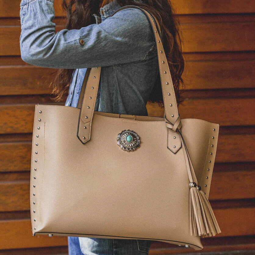 2x Celela Concho Fringe Studs Women Tote Shoulder Handbag Purse Bag W/ Wallet