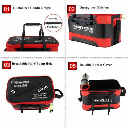 Fishing Bag Thicken Folding Bucket Portable Live Box Storage Outdoor Waterproof