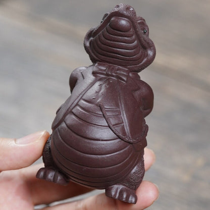 Handmade Artware Alligator Gentleman Statue Yixing Zisha Purple Clay Tea Pet New