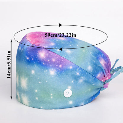 Surgical Cap Baotou Cap Fashion Floral Nurse Doctor Hat Buckle Classic Printing