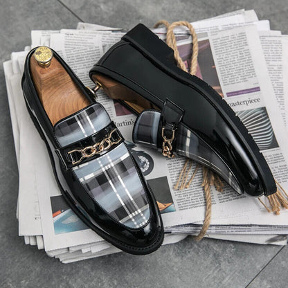 Italian Shoe Men Loafers Men Shoes Slip-on British Style Striped Soft Shoes