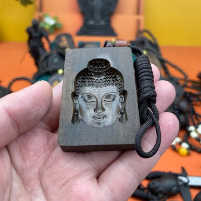 Woman Fashion Jewelry Accessories Natural Wood Buddha Pendant Sweater Necklace