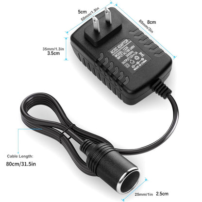 12V-2A Standard US 2-Pins Plug Car Cigarette Lighter Converter Socket Adapter