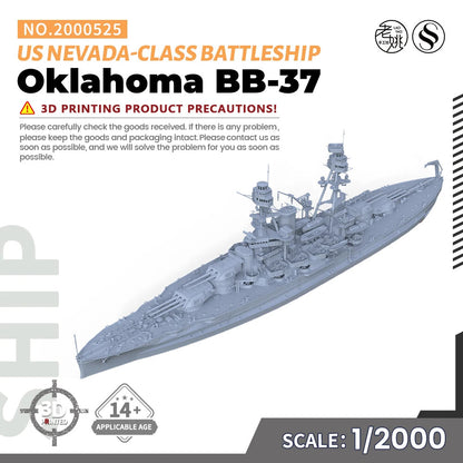 SSMODEL SS2000525 1/2000 Military Model US Oklahoma Nevada-class Battleship BB37