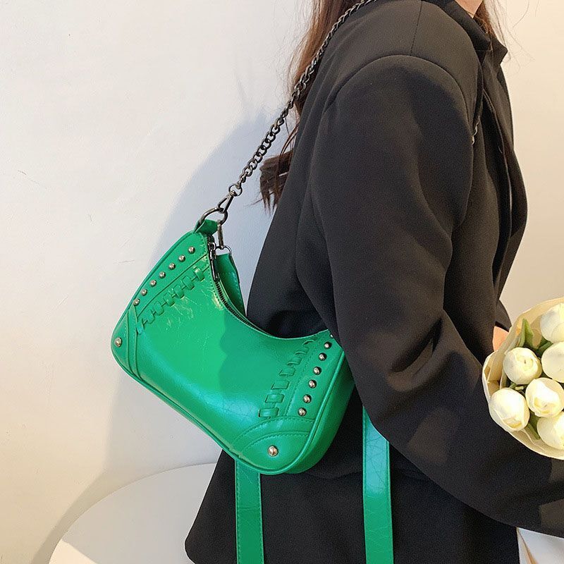 PU Leather Shoulder Bag Handbags Chain Rivet Crossbody Bag Underarm Bags Purses