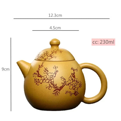 Hand-painted Plum Blossom Dragon Egg Tea Pot Yixing Purple Clay Teapot Chinese