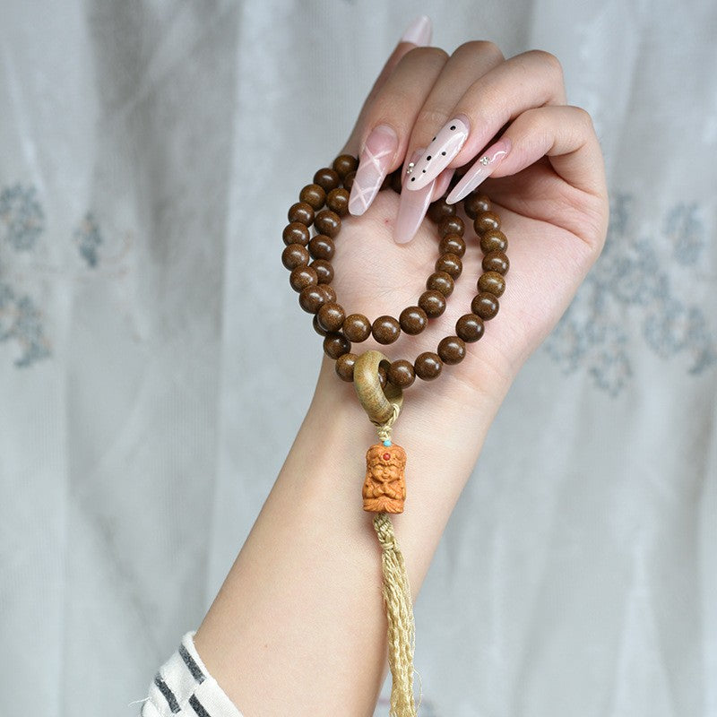 8mm Tara Tassel Pendant Double Wrap Prayer Beads Bracelet Braided