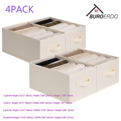 4X Wardrobe Clothes Organizer Jeans Compartment Storage Box Foldable Drawer Cube