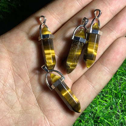 4pc Natural Tiger's eye Quartz Crystal Necklace Pendant healing