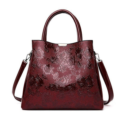 3D Flowers Print Tote Bag 2 Sets Purses Handbag Shoulder Crossbody Polyester