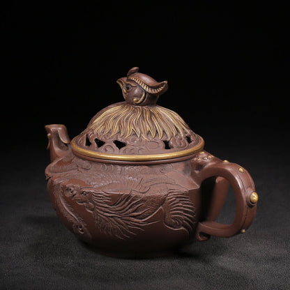 Chinese Yixing Zisha Clay Handmade Exquisite Teapot（凤舞九天 底款：朱可心）