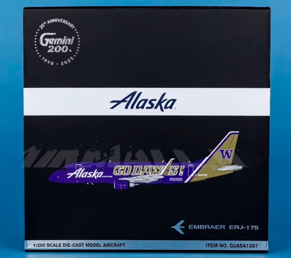 1:200 GeminiJets Alaska Airlines Embraer ERJ-175LR Airplane Diecast Plane Model
