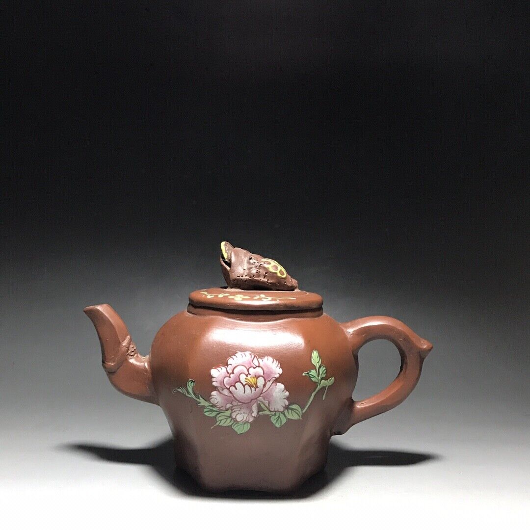 vintage chinese yixing purple clay teapot zisha ceremony carving Collectible art