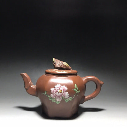 vintage chinese yixing purple clay teapot zisha ceremony carving Collectible art