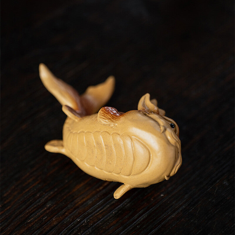 Creative Tea Pet Handmade Dragon Fish Carved Tea Play Yixing Zisha Duan Clay New