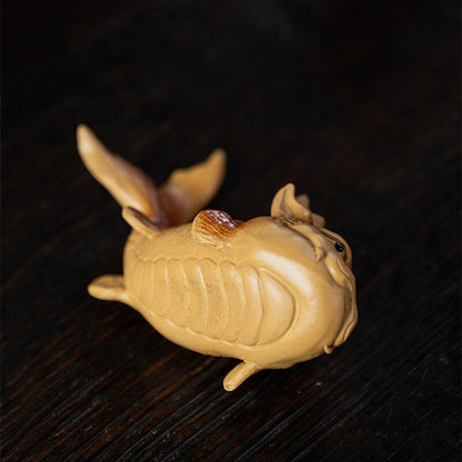 Creative Tea Pet Handmade Dragon Fish Carved Tea Play Yixing Zisha Duan Clay New