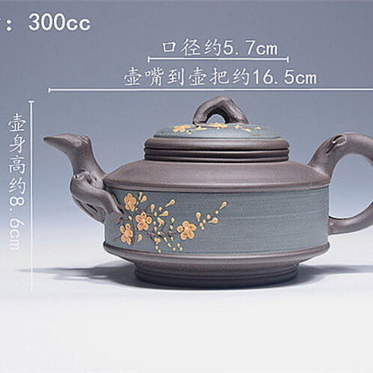 Retro Chinese Yixing Purple Clay Handmade Plum Flower Teapot Kung Fu Teapot