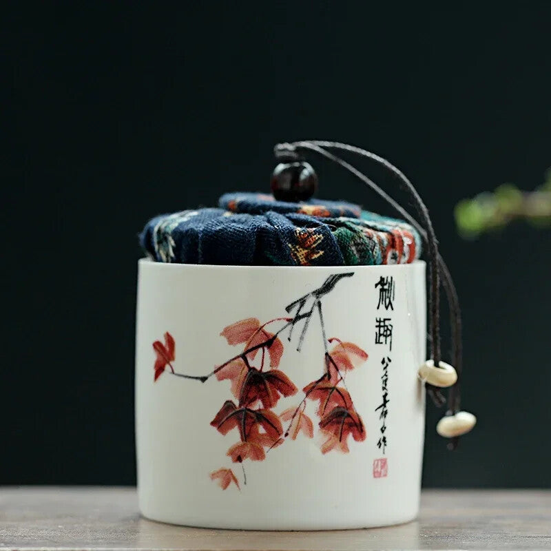 Ceramic Tea Caddy Tieguanyin Storage Tank Portable Travel Tea Box Sealed Tea Jar