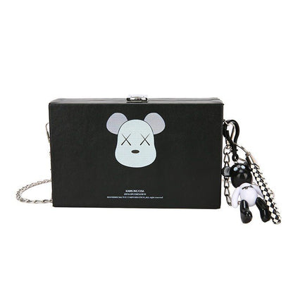 Square Crossbody Bag Small Chain One Strap Messenger Bag 19*12*5 CM Black/White