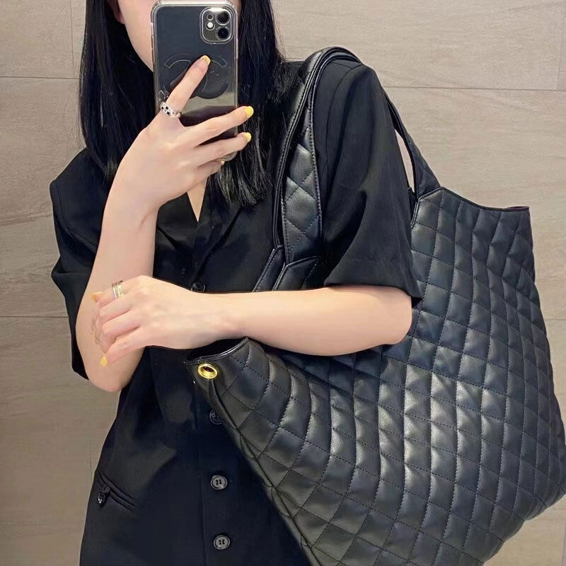 Women's Purse Handbag Genuine Leather Quilted Maxi Shopper Icare Large Tote Bag