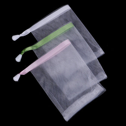 Nylon soap net small drawstring exfoliating mesh soap saver pouch bag =t=