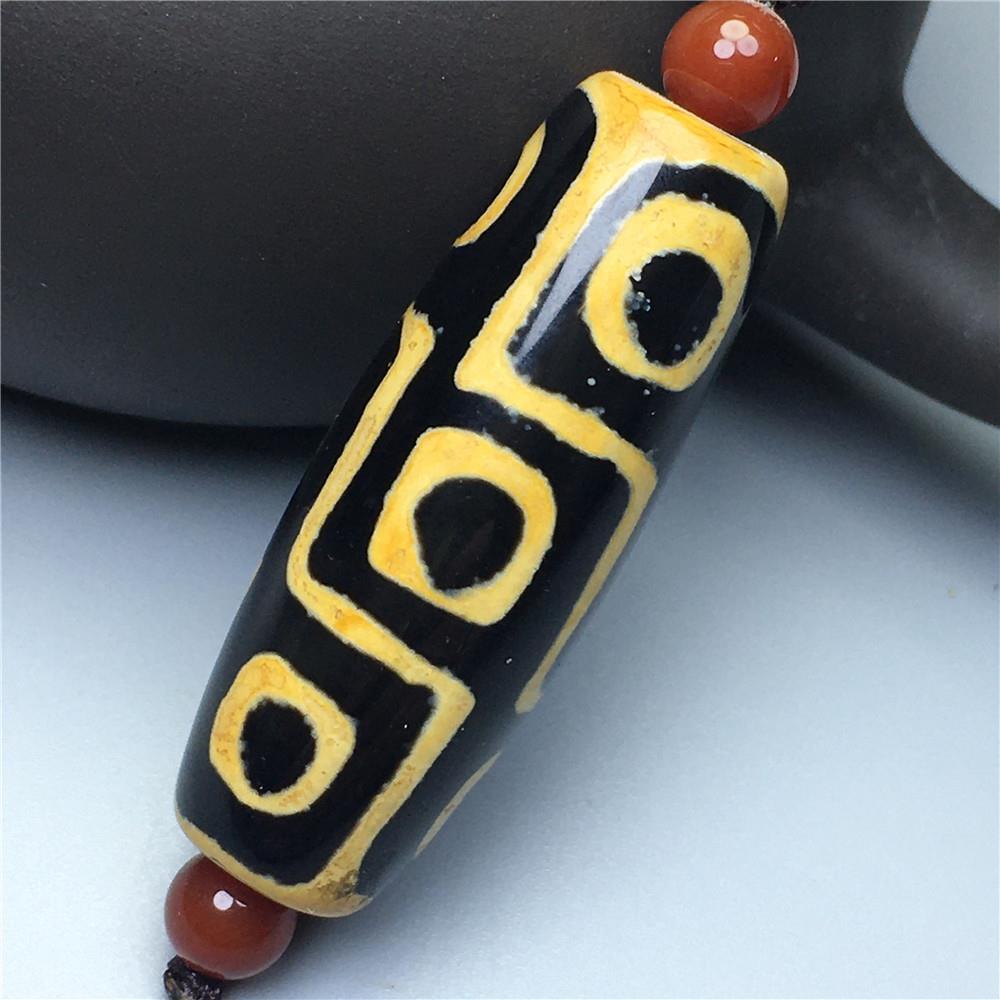 Tibetan Nine Eye Dzi Bead Pendant Necklace Agate Chalcedony Buddhist Amulet