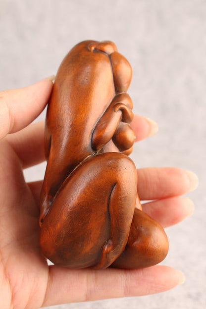 Chinese Boxwood Hand Carved Figure Girl Statue Netsuke Collectable Hand Piece