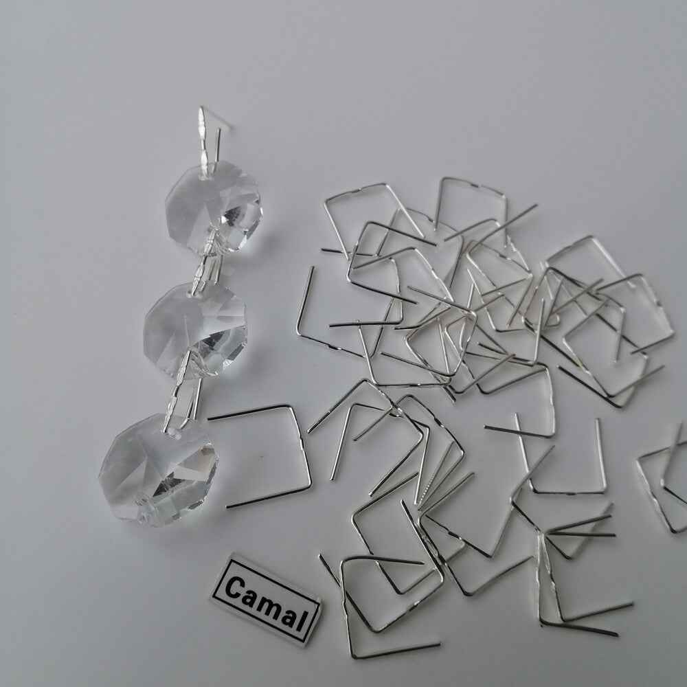 150pcs 12mm Double Twist Connector Pin Chrome Chandelier Lamp Crystal Prism Part