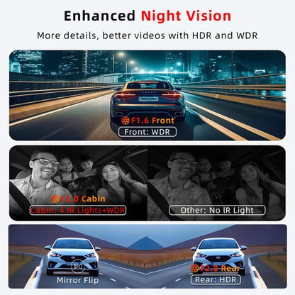 4K 3 Channel Dashcam WiFi GPS Night Vision Car DVR