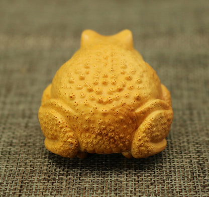 Chinese collection Boxwood Netsuke fortune Frog Toad hand piece table decoration