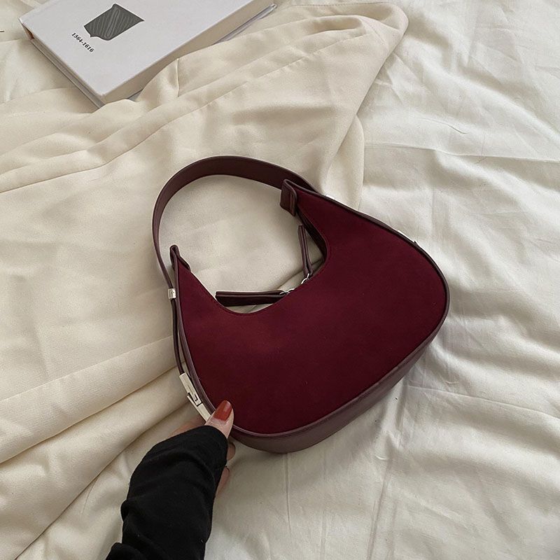 Frosted Fabric Shoulder Handbag Underarm Bag Synthetic Leather Bag Traveling 1pc