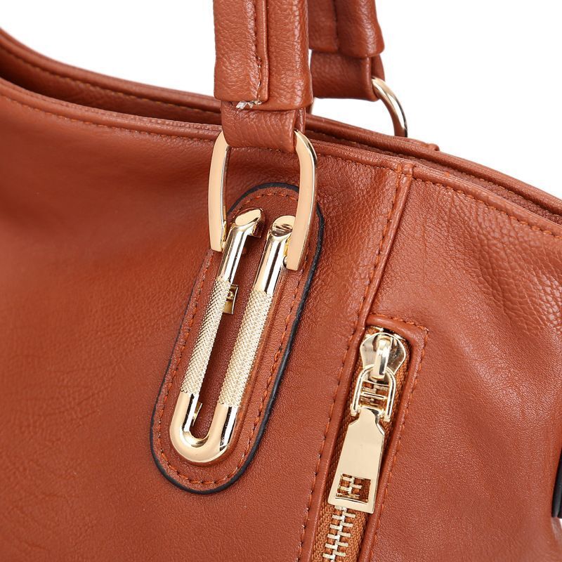 Synthetic Leather Shoulder Crossbody Bag Vintage Messenger Handbags 34*16*26 Cm