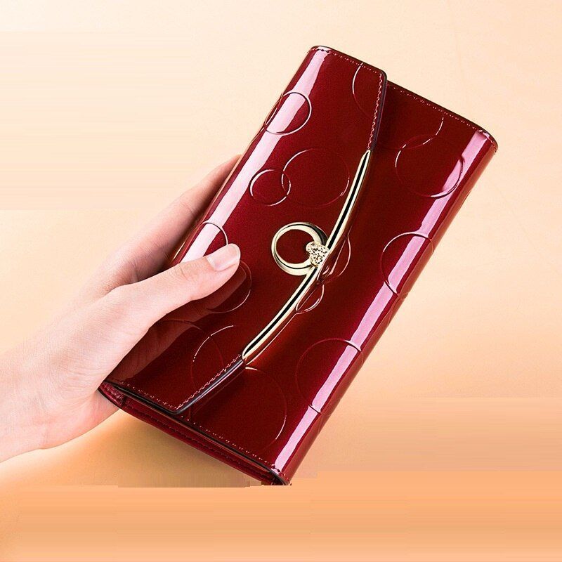 Long Wallet Fashion Purse Leather Red/Gold/Blue Clutch 3.5*10*19CM Polyester Bag