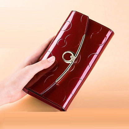Long Wallet Fashion Purse Leather Red/Gold/Blue Clutch 3.5*10*19CM Polyester Bag