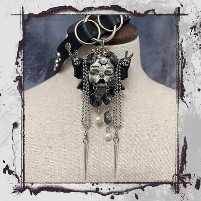 Original Gothic Dark Punk Butterfly Doll Choker Handmade Necklace