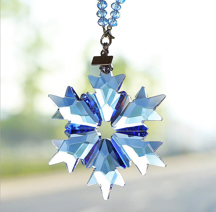 1PCS New Blue Crystal Snowflake Ornament Charm Pendant Party Decoration