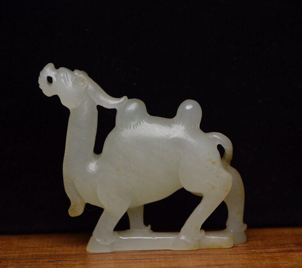 Chinese Natural Hetian Jade Carved Sculpture Exquisite Camel Statue Figurine Art
