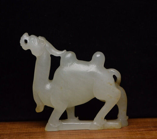 Chinese Natural Hetian Jade Carved Sculpture Exquisite Camel Statue Figurine Art