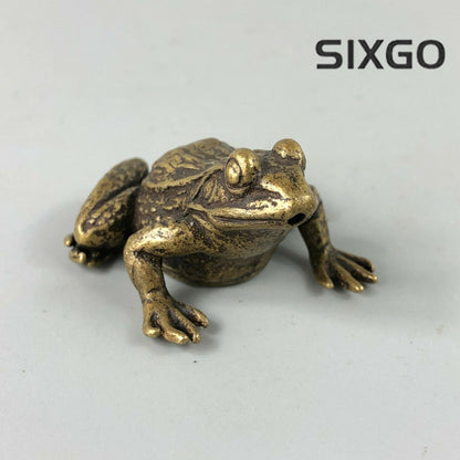 Chinese Old Antique Brass Handwork Frog Prince Rare Statue