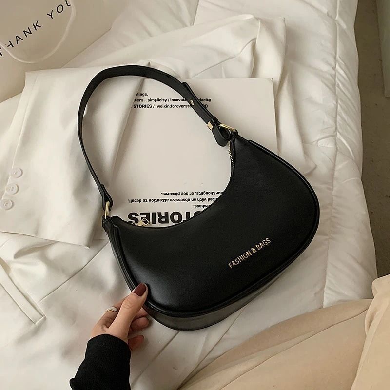 Half-moon Small Underarm Bags Clutch Synthetic Leather Handbags Shoulder Purses