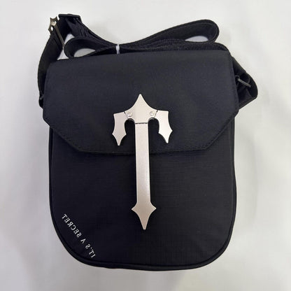 Trapstar Mens Bag Fashion Shoulder Bag Retro Metal Bag Mens Trapstars Black Bag