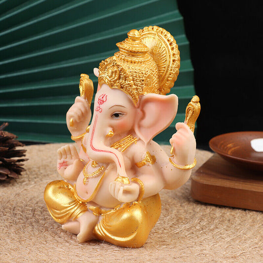 Elephant God Figurine Desktop Hindu Resin Luck and Wealth Art Statue Ornam.Q6