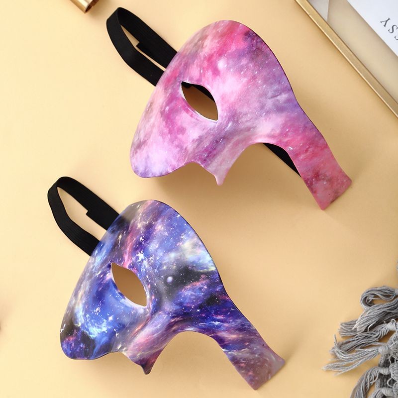 Marble & Galaxy Print Half Face Masquerade Mask for Halloween Party
