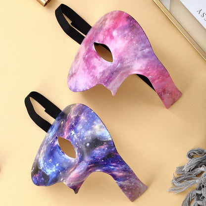 Marble & Galaxy Print Half Face Masquerade Mask for Halloween Party