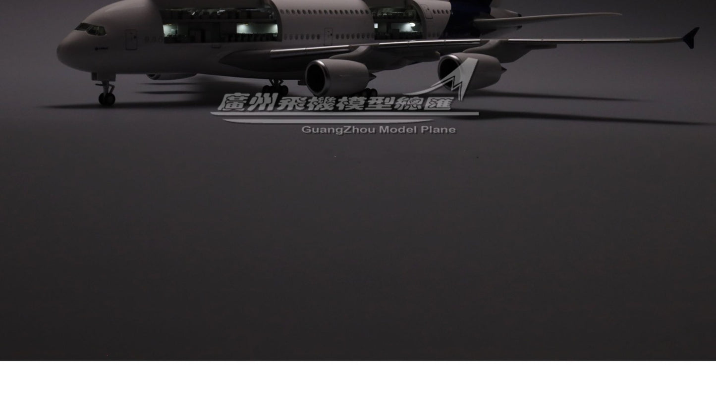 1:160 46CM AIRBUS A380 Passenger Airplane Led Sound- controll Light Resin Model