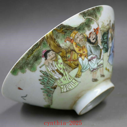 6.2"Chinese antique Porcelain Qing qianlong famille rose Eight Immortals bowl