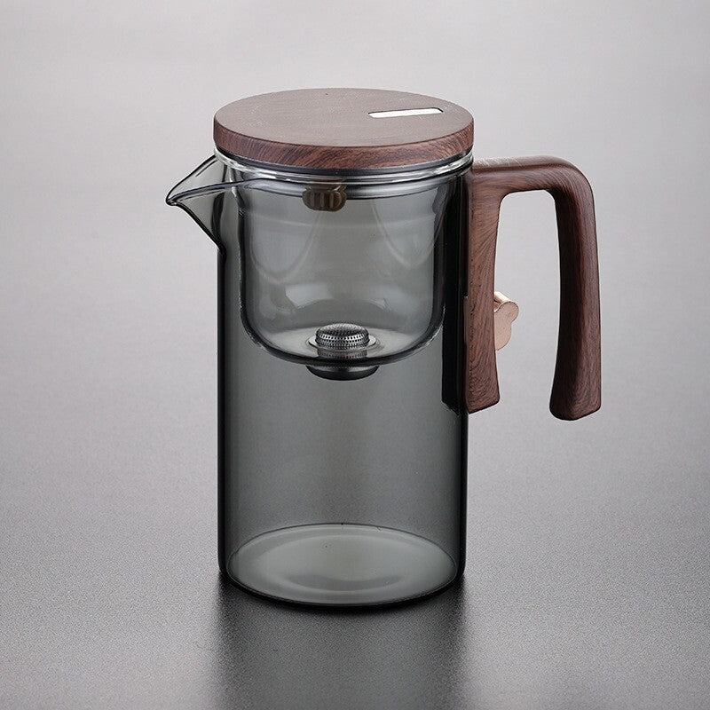Boutique Tea Pot Matching Cup Glass Wood Handle Tea Tray Tea Water Separation