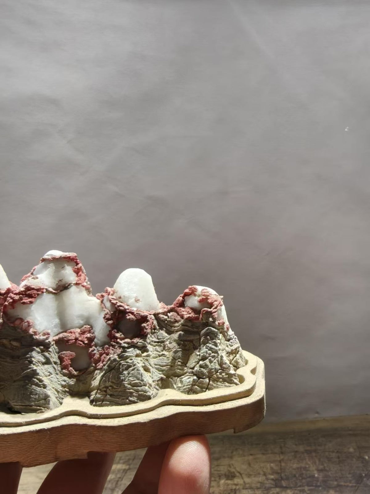 Natural Lingbi Stone Bailing White Mountain Stone Bonsai Suiseki Home Design