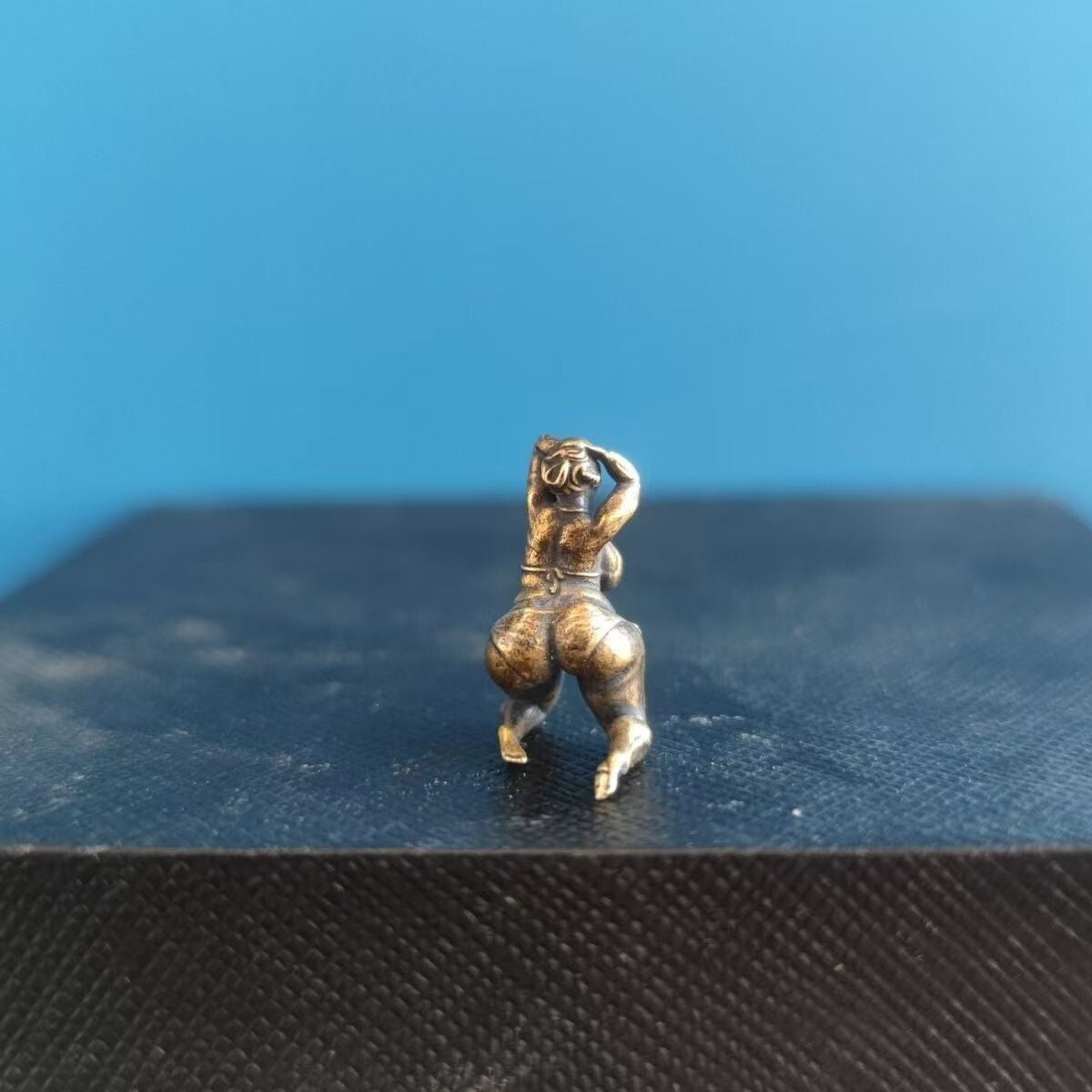 Brass Voluptuous Bikini Character Model Obese Girl Kneeling Figurine