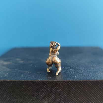 Brass Voluptuous Bikini Character Model Obese Girl Kneeling Figurine